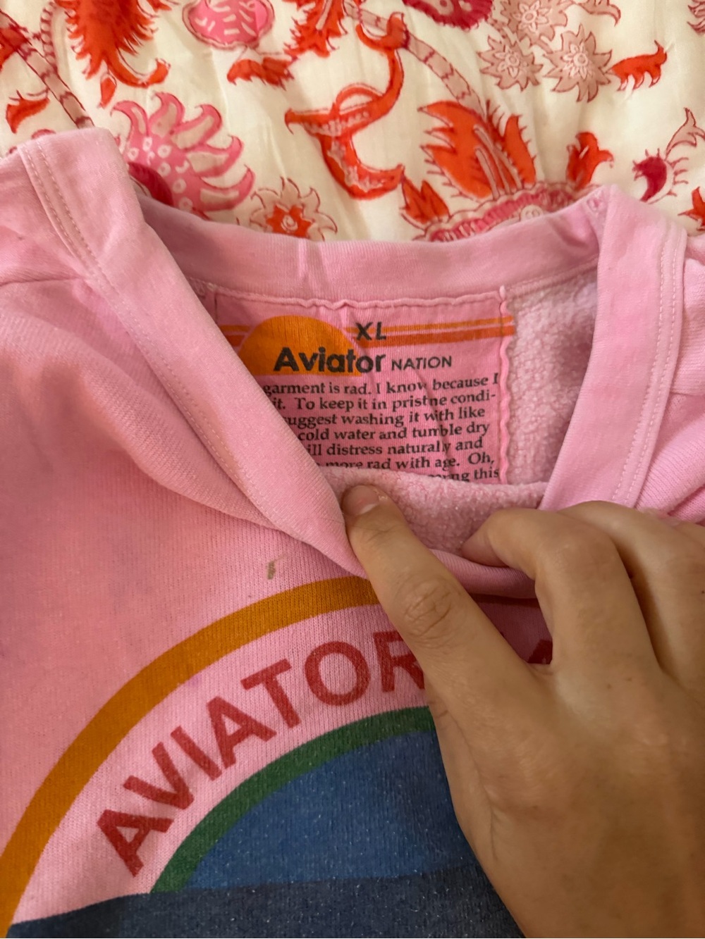 Aviator Nation Pink Rainbow Logo Pullover - Picture 2 of 2